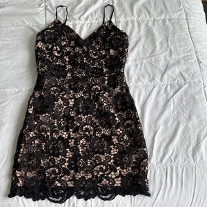 Express Black Floral Lace Mini Dress